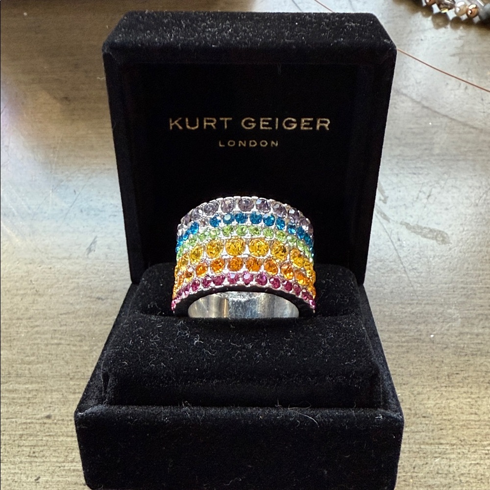 Kurt Geiger Vibrant Rainbow Crystal Ring